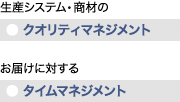 生産システム商材の●クオリティマネジメント／お届けに対する●タイムマネジメント